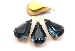 5 Indicolite Swarovski Crystal Drop with Raw Brass Prong Setting 13x8 mm Y310 Y062