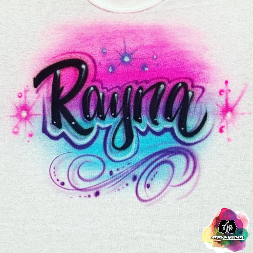 Airbrush Name w/ Multicolor Shirt Design