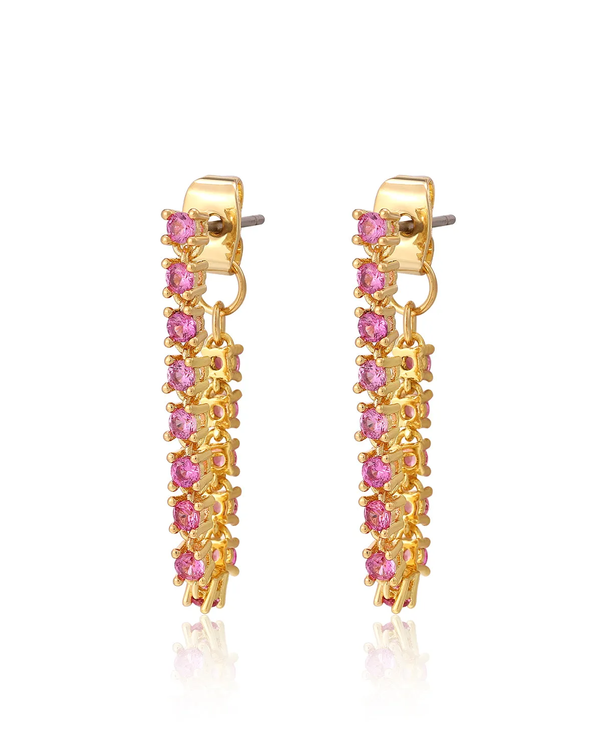 Ballier Chain Studs- Pink- Gold