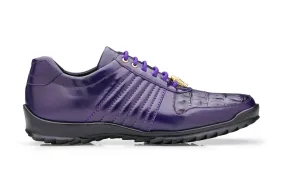 Belvedere - Astor, Genuine Hornback Caiman Crocodile and Soft Calf Sneaker - Purple - 33599