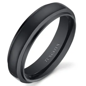 Black Color 6mm Unisex Tungsten Band Size 11.5