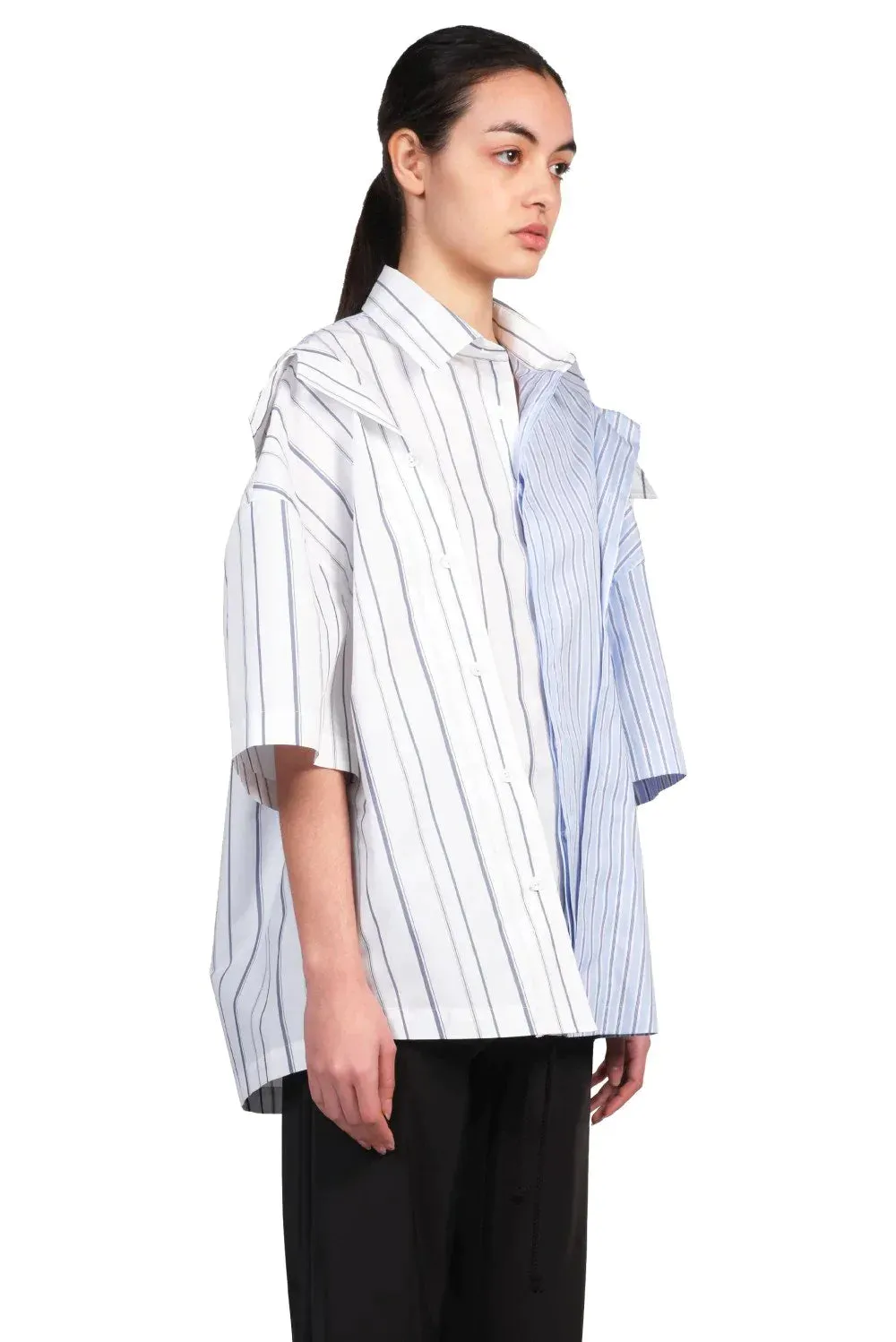 Blue Double Layer Stripe Shirt