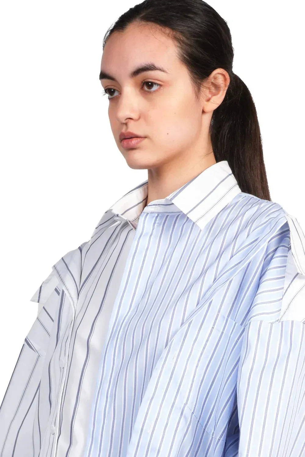 Blue Double Layer Stripe Shirt