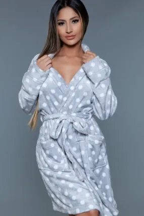 Blue Polka Dot Mid-Length Push Robe