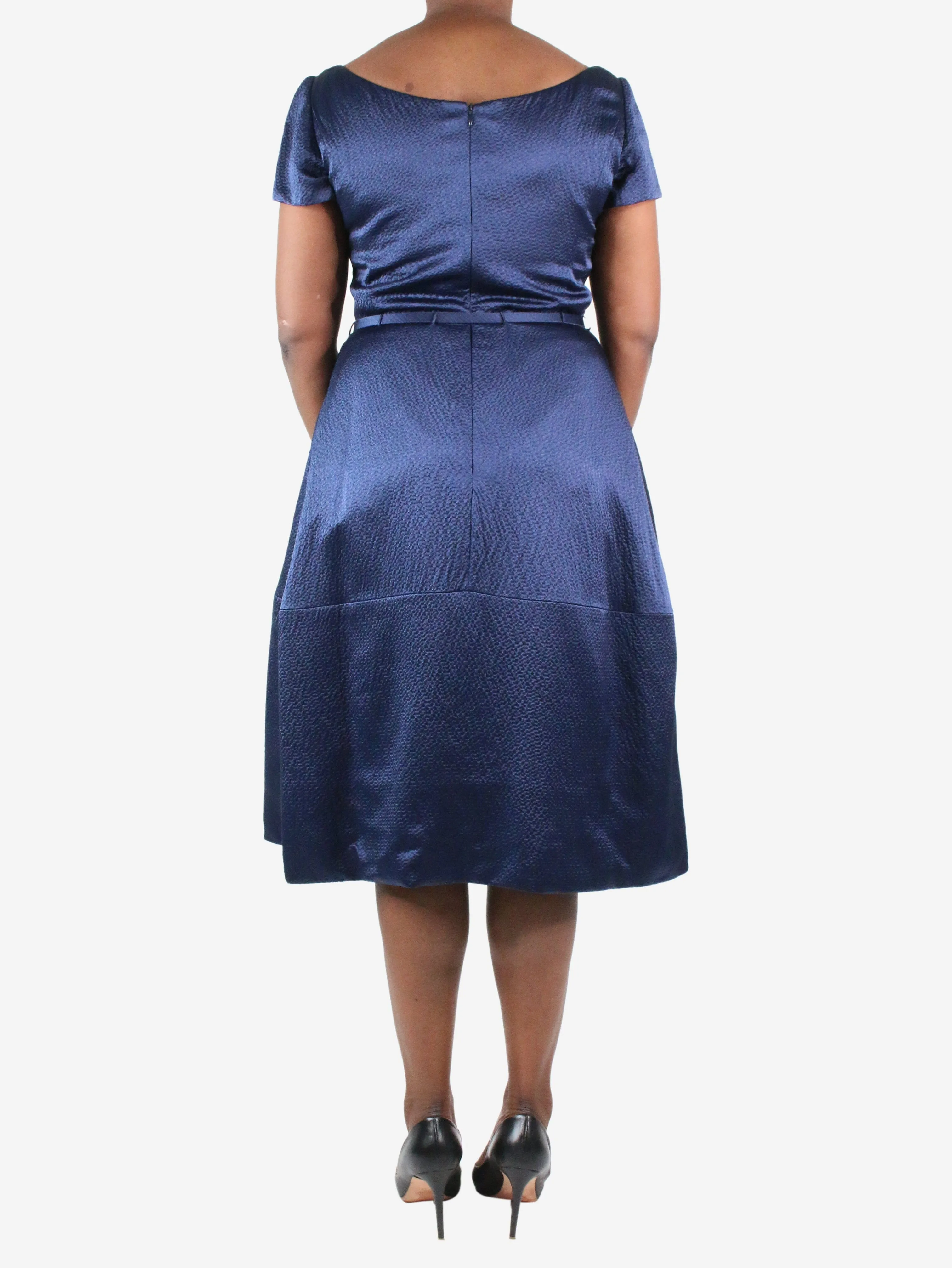 Blue short-sleeved textured dress - size