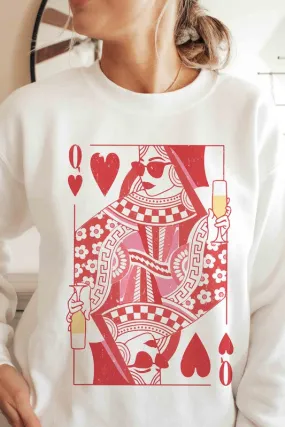 CHAMPAGNE QUEEN OF HEARTS GRAPHIC SWEATSHIRT