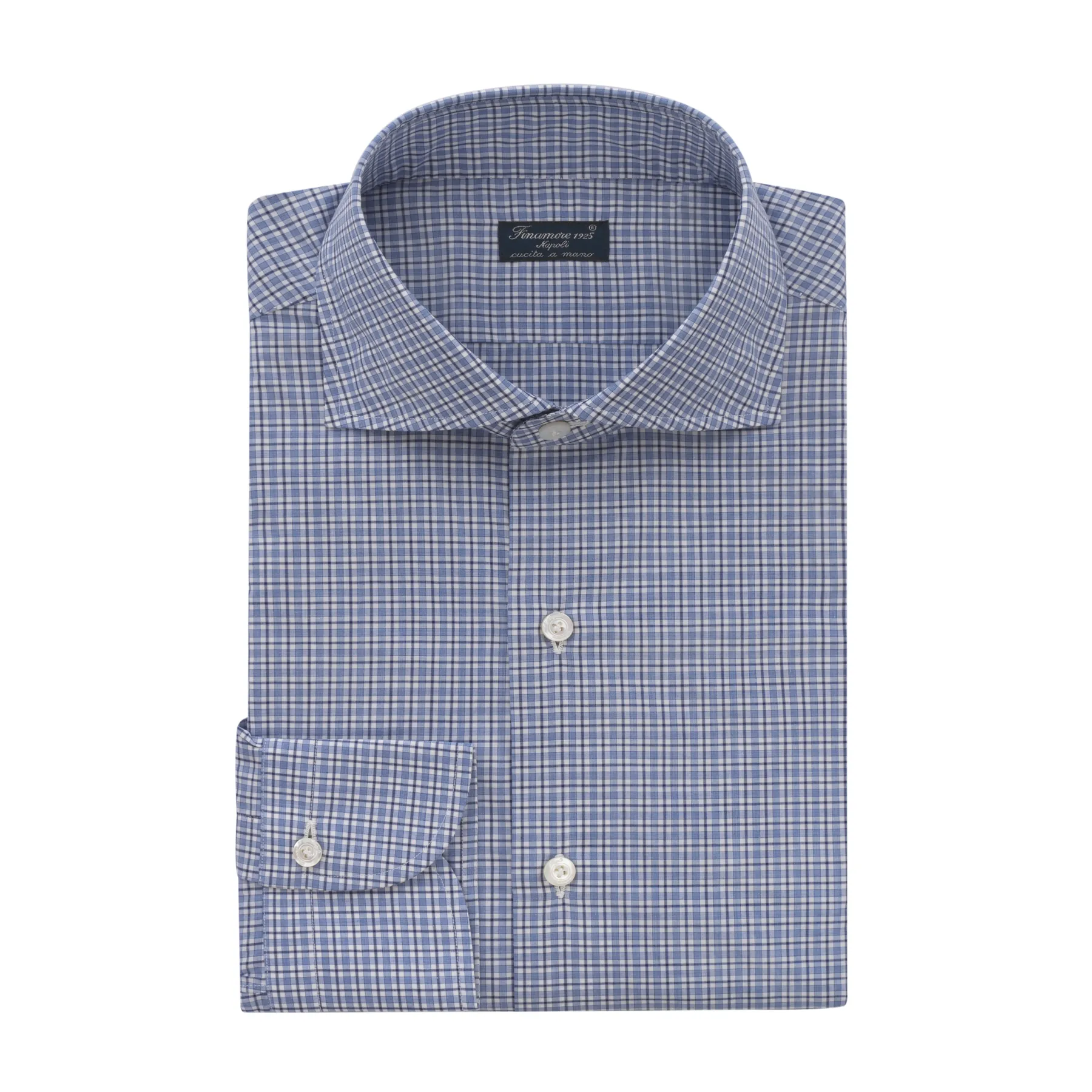 Checked Cotton Shirt in Blue