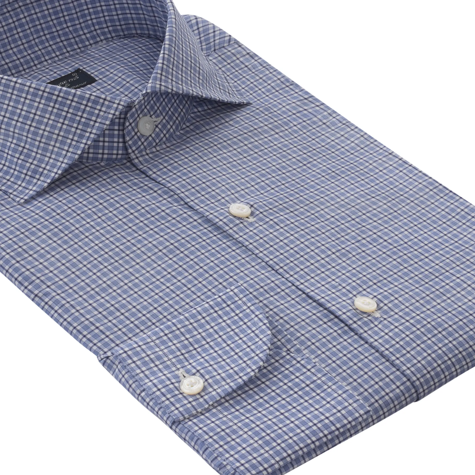 Checked Cotton Shirt in Blue