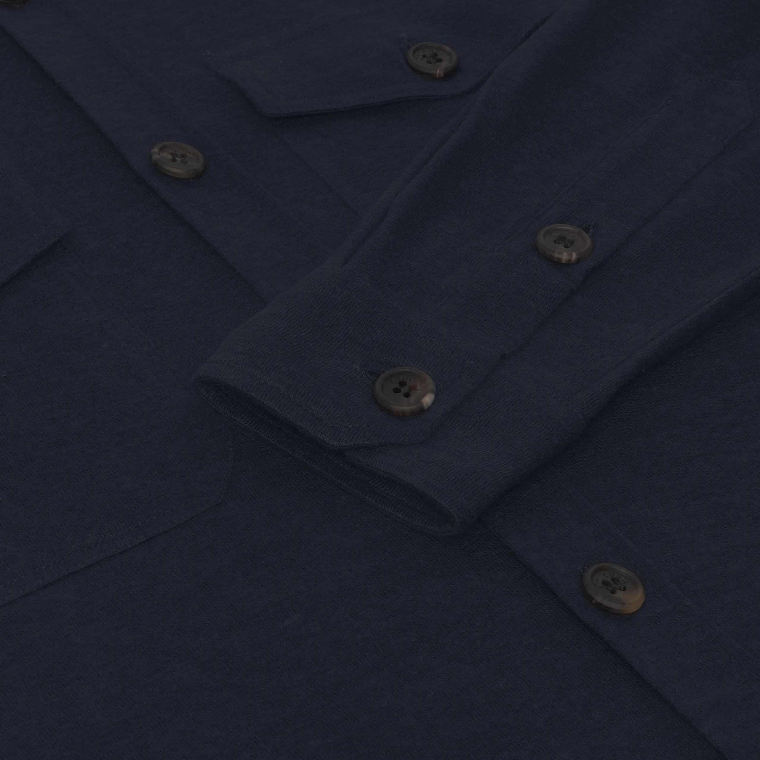 Cotton Shirt with Patch Pockets in Dark Blue