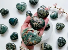 Deep Green Ocean Jasper Heart || Madagascar