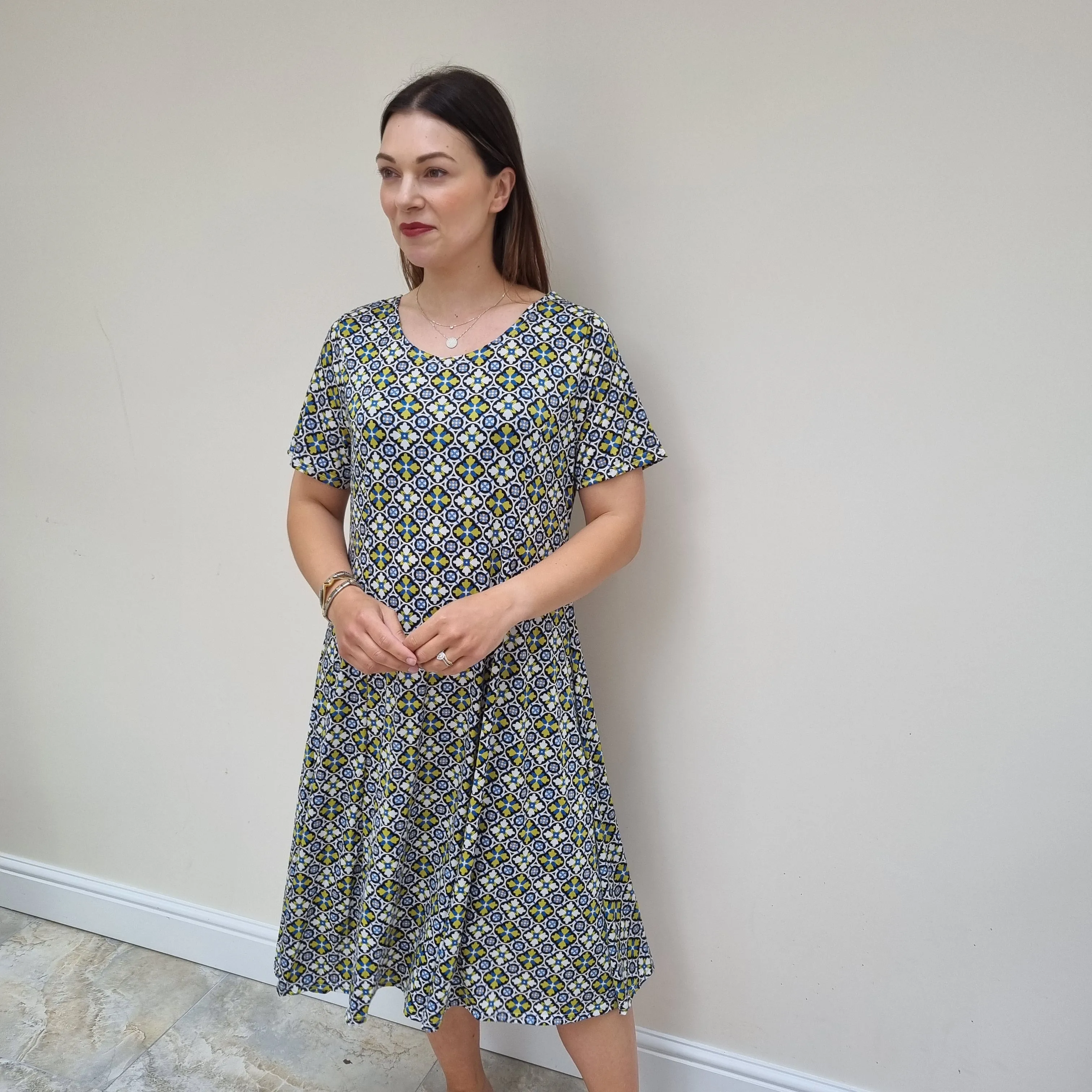 Elasticated Patterned Dress