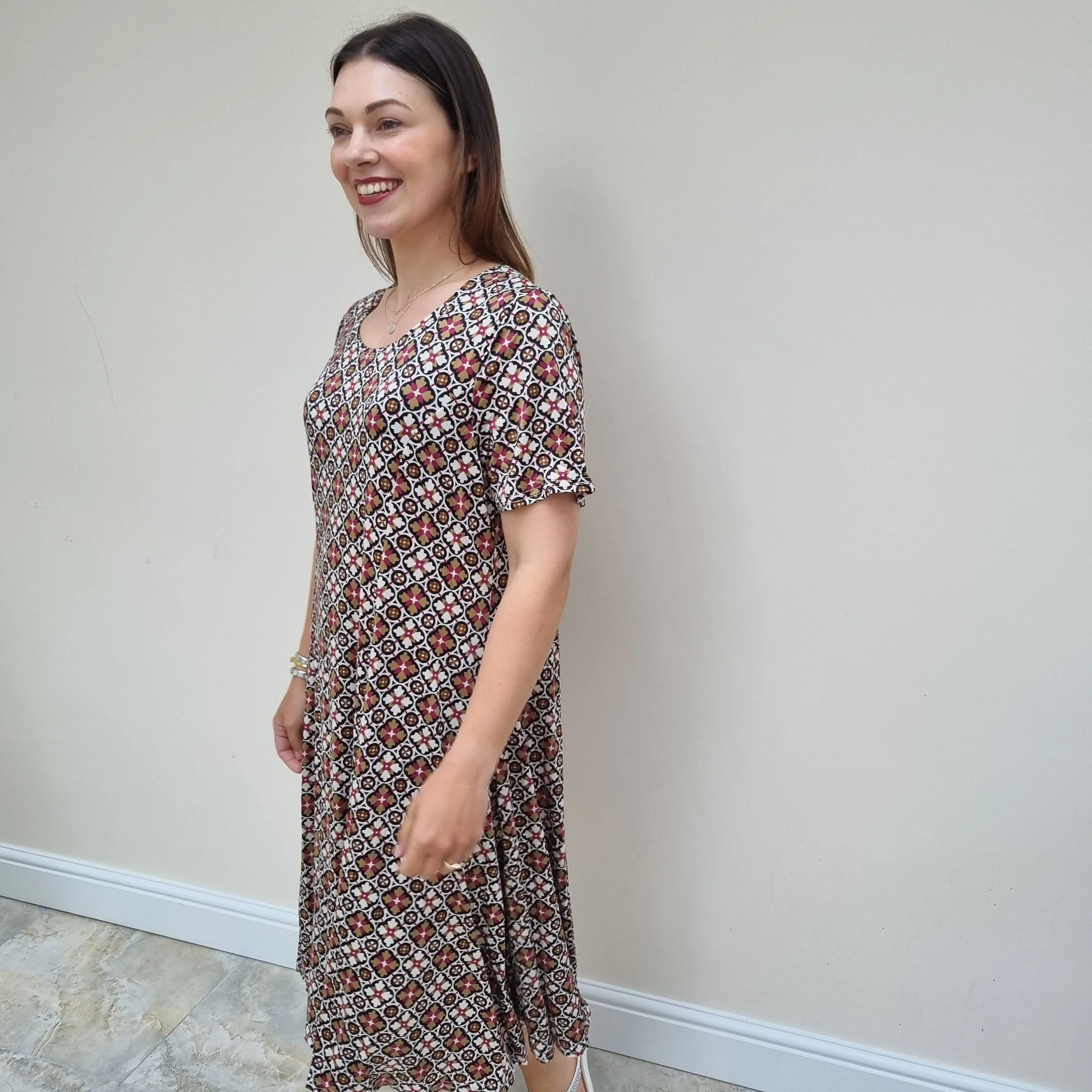 Elasticated Patterned Dress