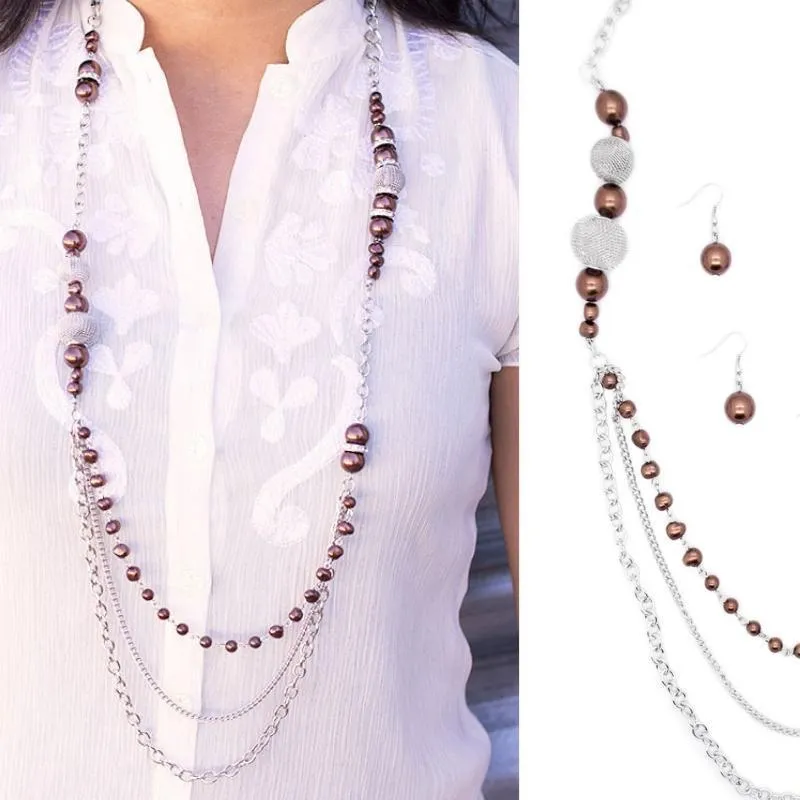 Enmeshed in Elegance Brown Necklace