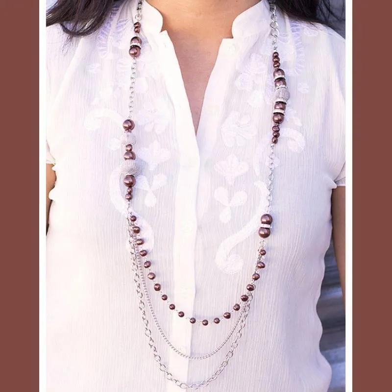 Enmeshed in Elegance Brown Necklace