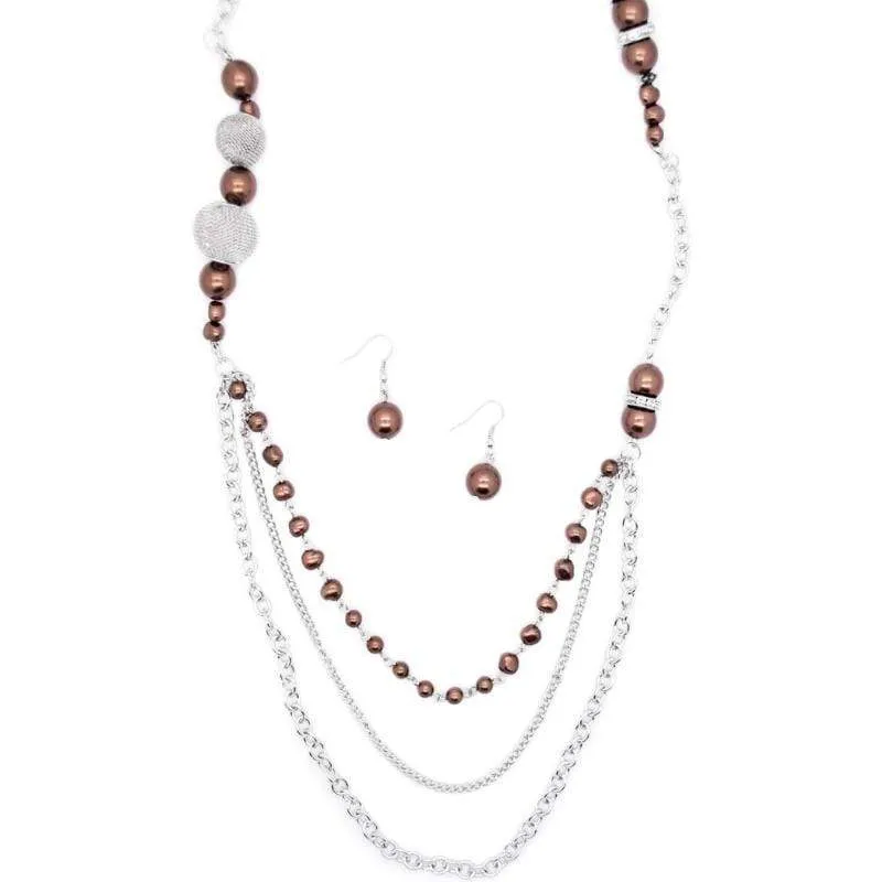 Enmeshed in Elegance Brown Necklace