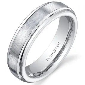 Flat Edge Brushed Finish 5mm Womens Tungsten Band Size 8