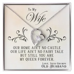 Gift For Wife, You Are My Queen Forever Love Heart Pendant Necklace