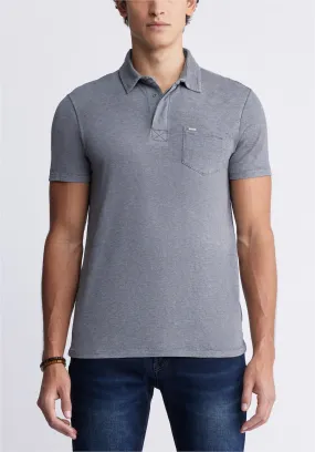 Kasper Men's Short-Sleeve Polo in Charcoal Grey - BM24233