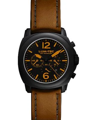 Lum-Tec Mens M-Series Quartz Chrono - Matte Black Dial Orange Lume - 40mm