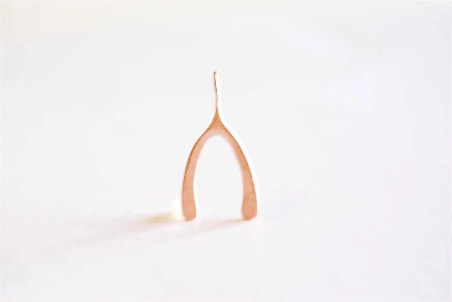 Matte Pink Rose Gold Vermeil Wishbone Charm Pendant- 18k gold plated Sterling Silver, Rose Gold Wishbone Charm, Large Chicken Bone, 234