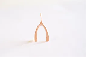 Matte Pink Rose Gold Vermeil Wishbone Charm Pendant- 18k gold plated Sterling Silver, Rose Gold Wishbone Charm, Large Chicken Bone, 234