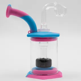 Mini Carousel Hexagon Silicone/Glass Bong - Blue & Pink