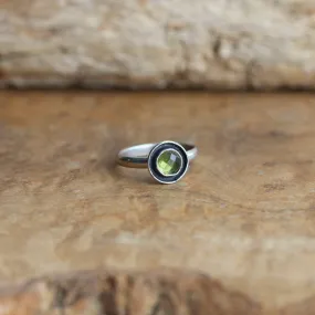 Modern Peridot Ring - Shadowbox Ring - Rose Cut Peridot Ring - .925 Sterling Silver