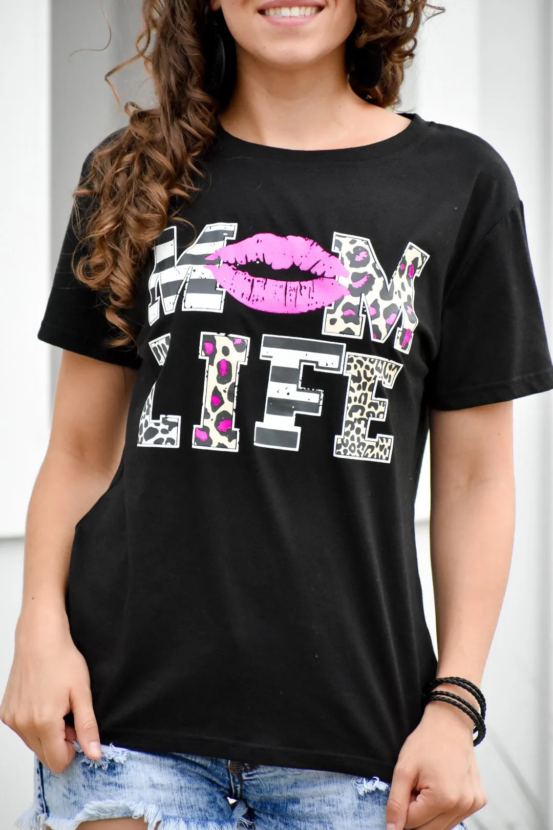 Mom Life Black Graphic Tee