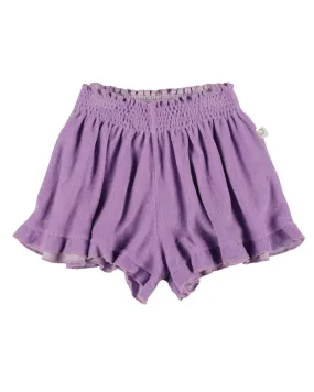 MY LITTLE COZMO Les Tresors Marines Organic Toweling Terry Shorts in Purple