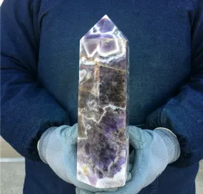 Natural amethyst gemstone tower point healing obelisk