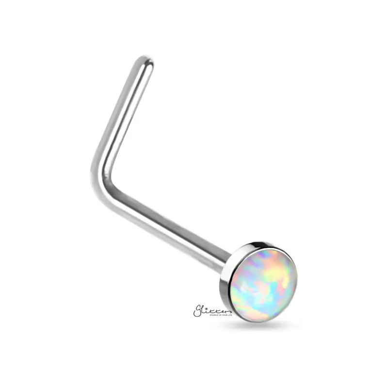 Opal Set L Bend Nose Stud Rings