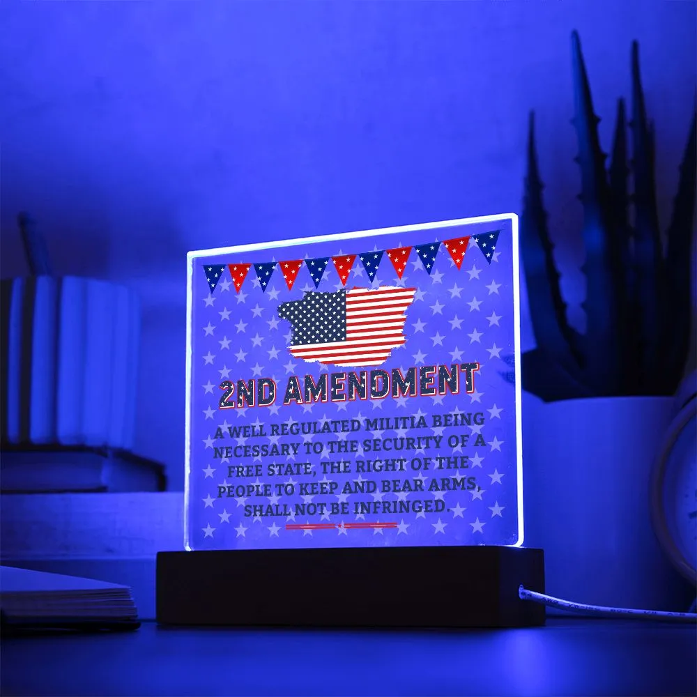 Patriotic 2nd Amendment 4th of July USA Flag Acrylic Plaque Decor