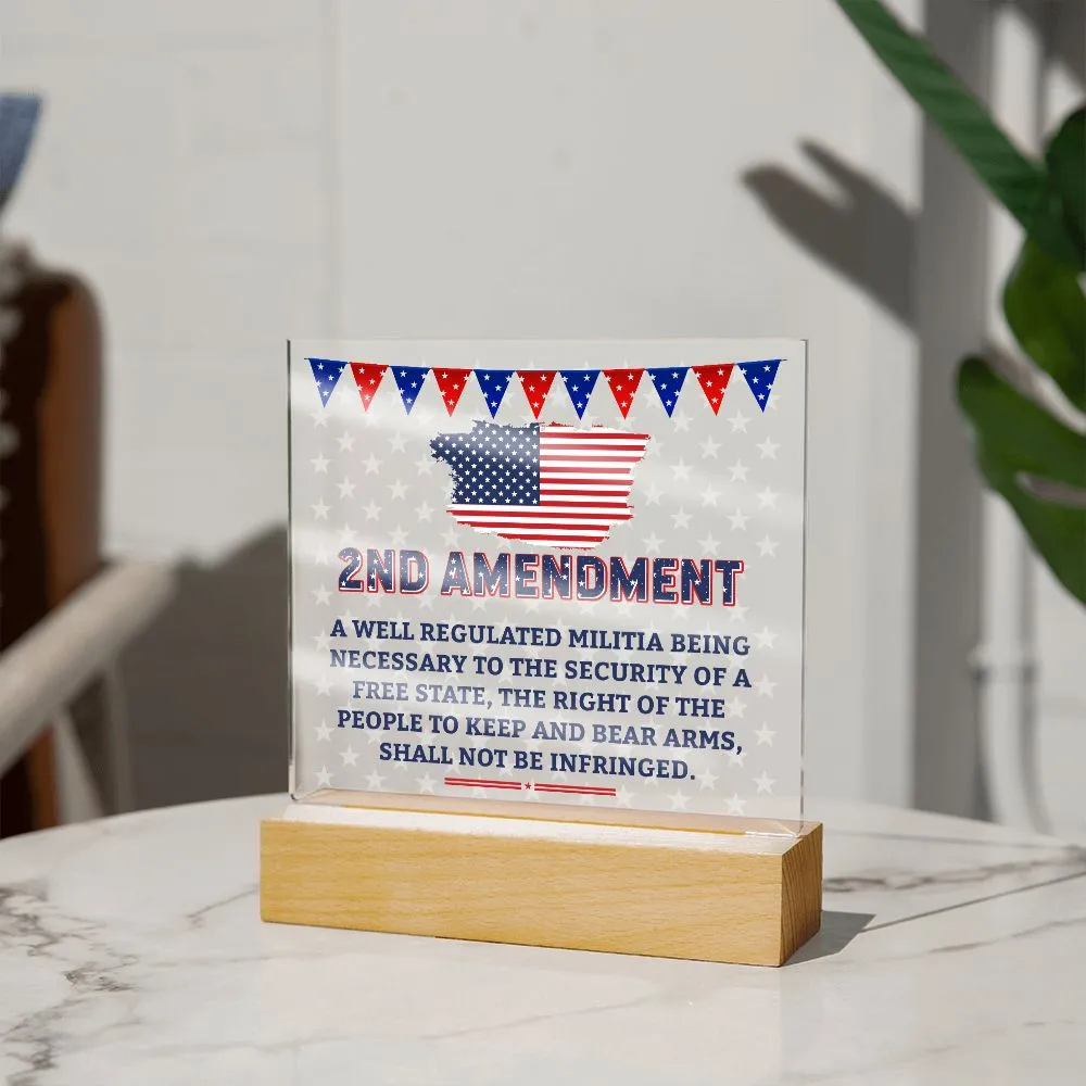 Patriotic 2nd Amendment 4th of July USA Flag Acrylic Plaque Decor