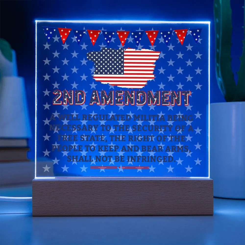 Patriotic 2nd Amendment 4th of July USA Flag Acrylic Plaque Decor