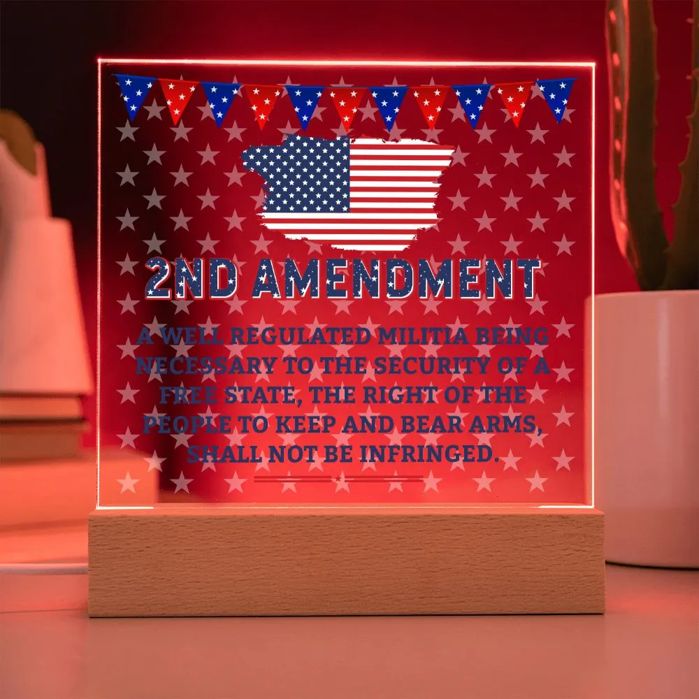 Patriotic 2nd Amendment 4th of July USA Flag Acrylic Plaque Decor