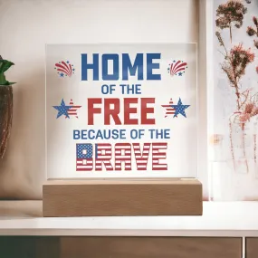 Patriotic Home of the Free 4th of July USA Flag Acrylic Plaque Decor