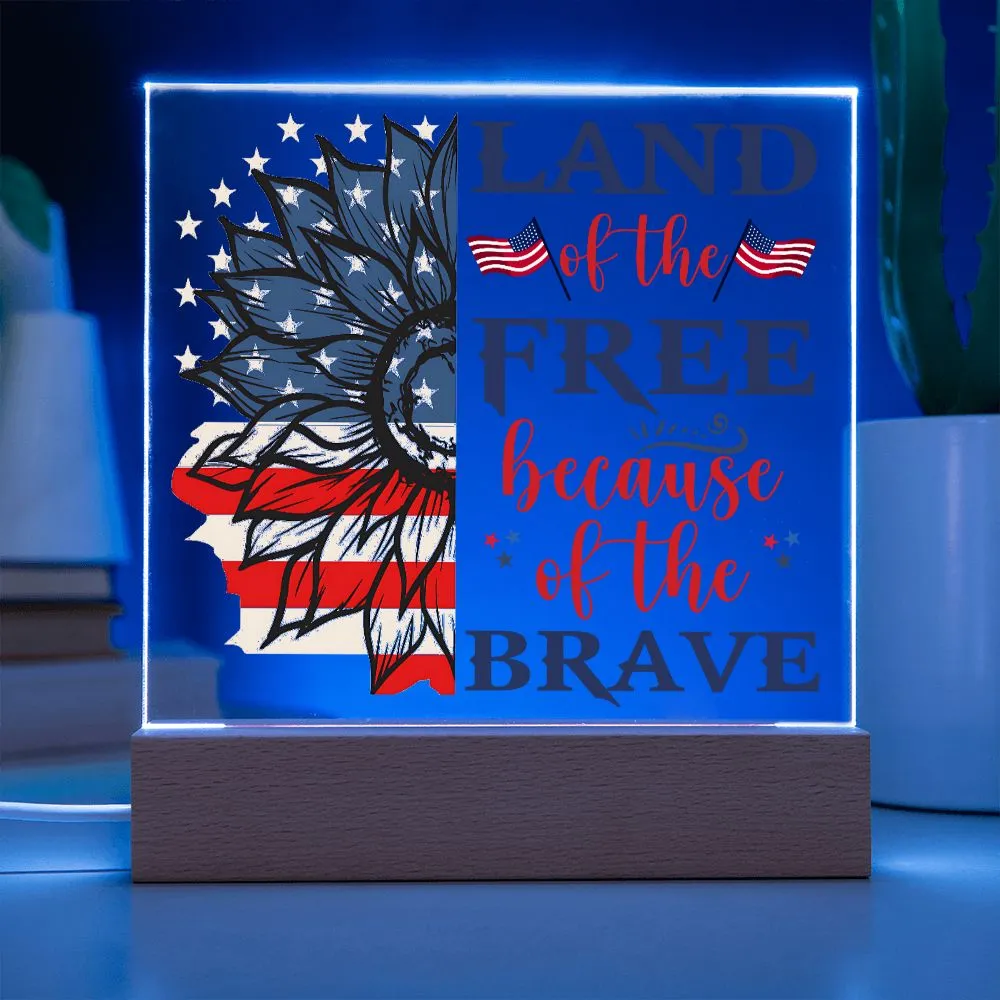 Patriotic Land of the Free 4th of July USA Flag Acrylic Plaque Decor