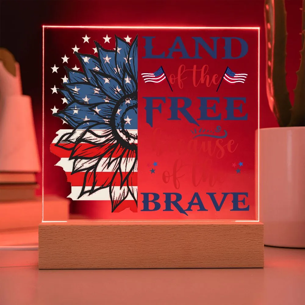 Patriotic Land of the Free 4th of July USA Flag Acrylic Plaque Decor