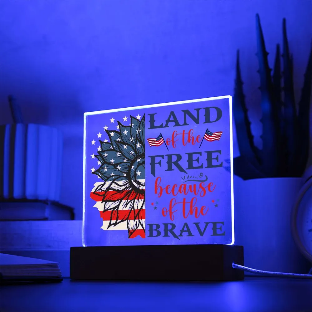 Patriotic Land of the Free 4th of July USA Flag Acrylic Plaque Decor