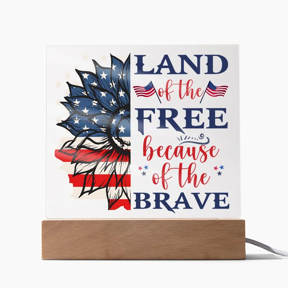 Patriotic Land of the Free 4th of July USA Flag Acrylic Plaque Decor