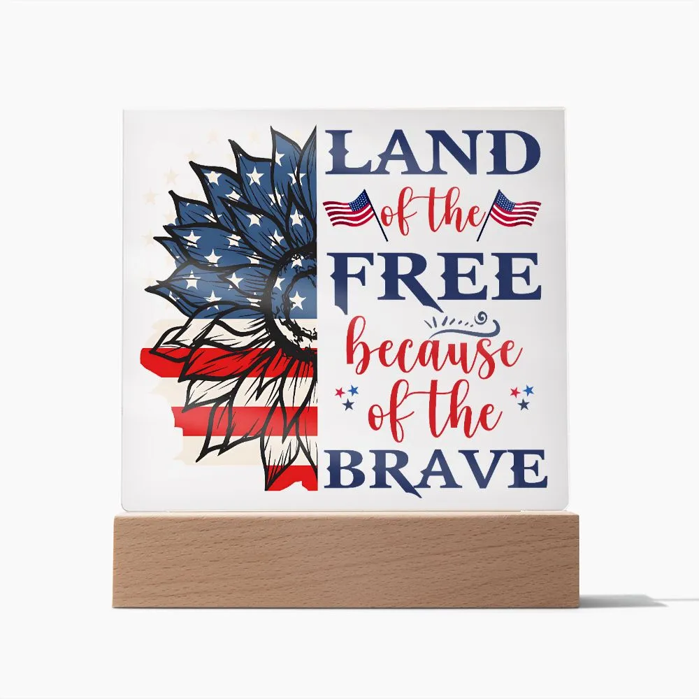 Patriotic Land of the Free 4th of July USA Flag Acrylic Plaque Decor