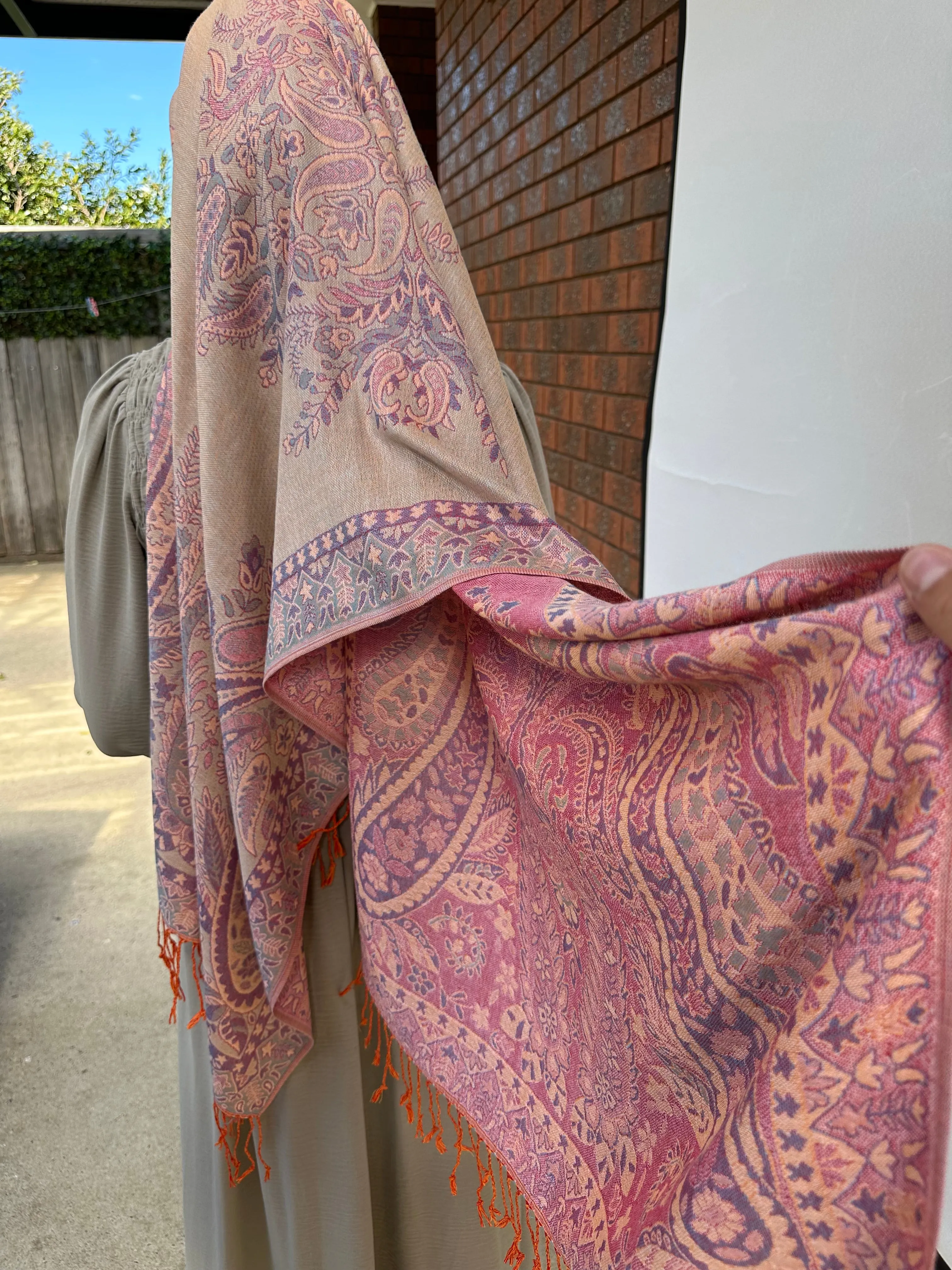 Pink Print Pashmina