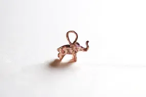 Pink Rose Wholesale Gold Vermeil Elephant Charm- 22k gold plated over sterling silver, Elephant Pendant Charm, Rose Gold Animal Elephant Bead, 39