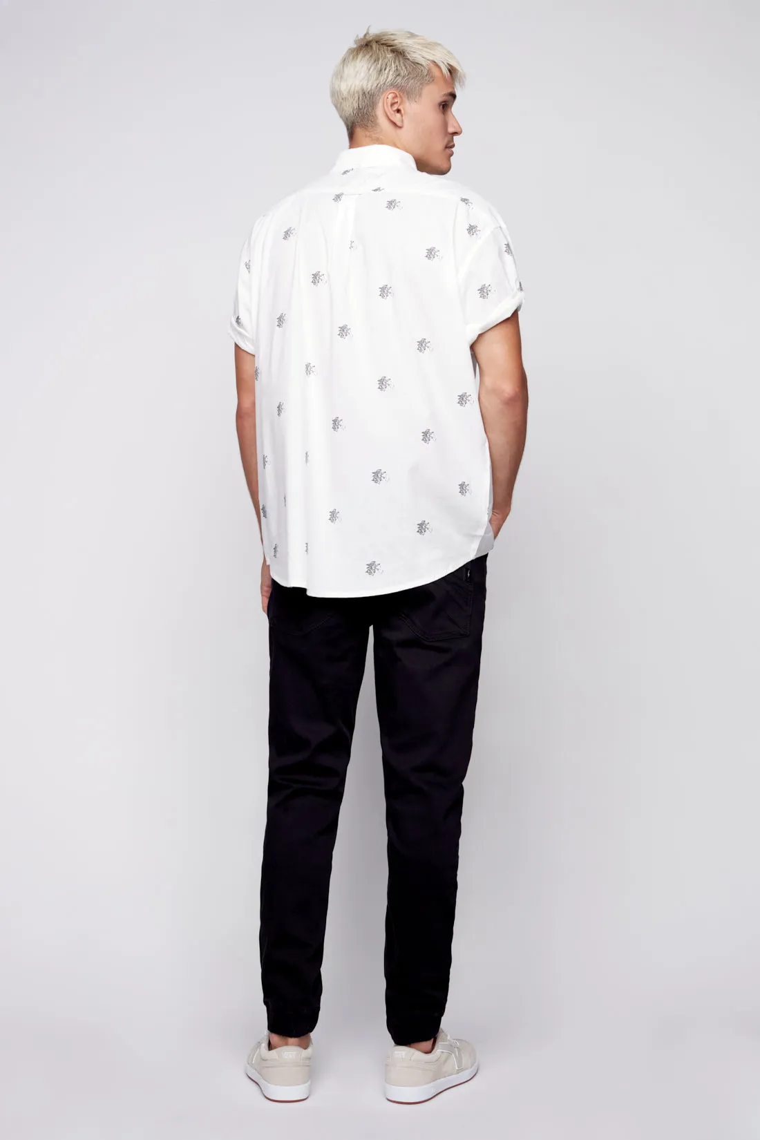 Printed Short Sleeve Shirt - White