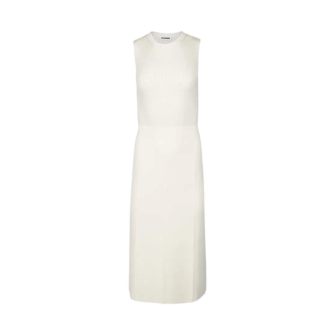 Ribbed Midi Dress Ivory