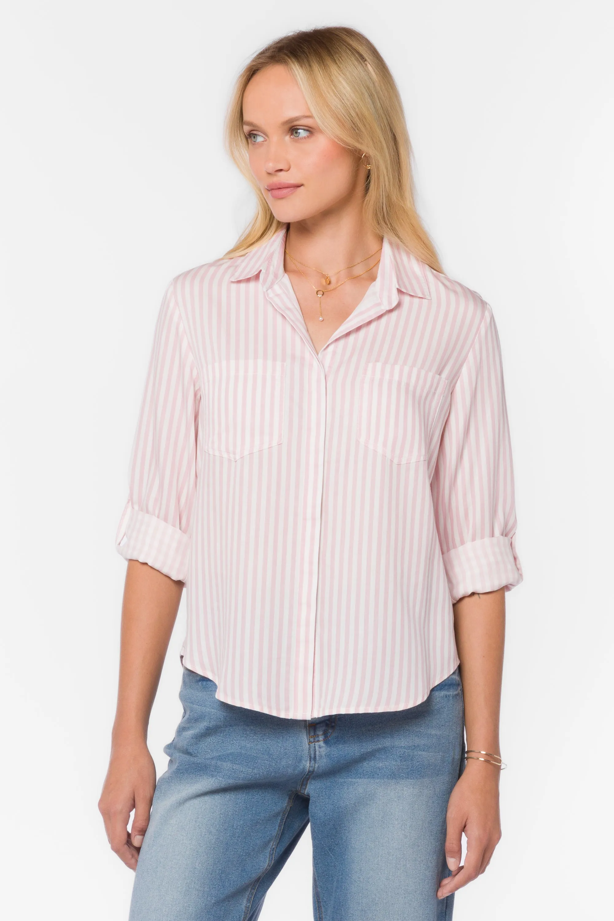 Riley Pink White Stripe Shirt