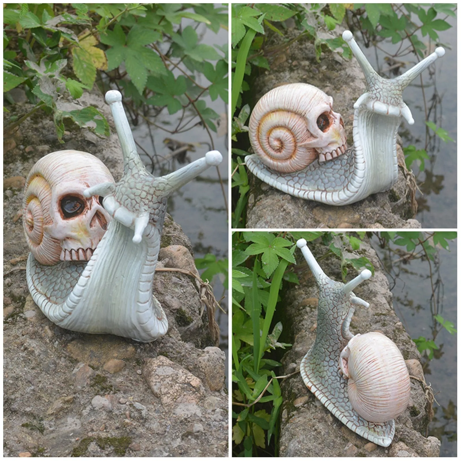 Snail Sculpture / Skull Sculpture / Snail Garden Statues / Gothic Decoration