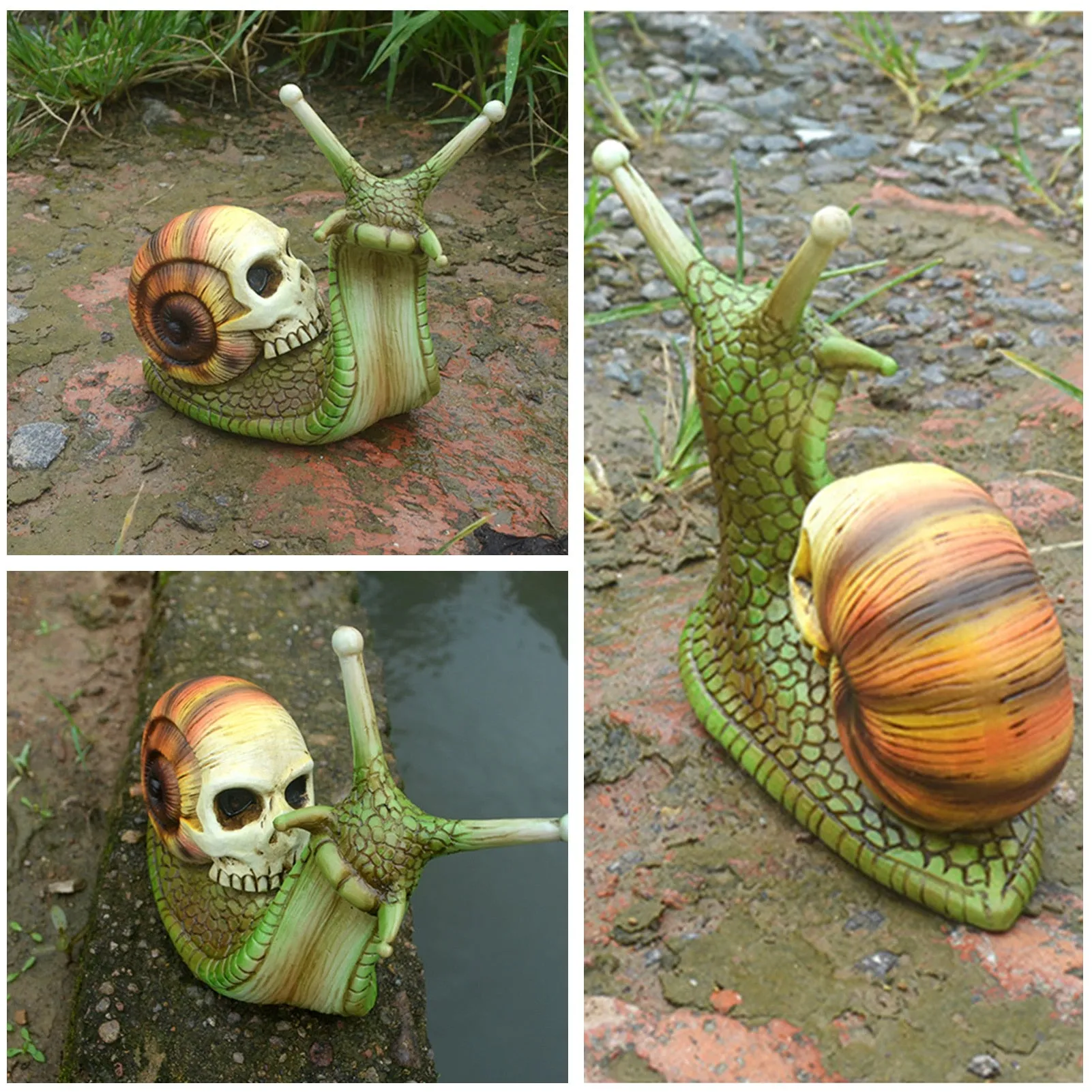 Snail Sculpture / Skull Sculpture / Snail Garden Statues / Gothic Decoration