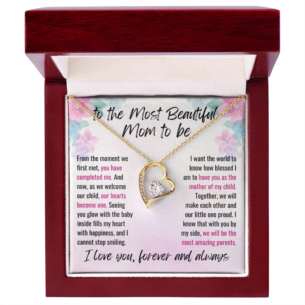 To My Pregnant Wife from Husband or Pregnant Girlfriend from Boyfriend Forever Love Necklace Gift For Future Mom