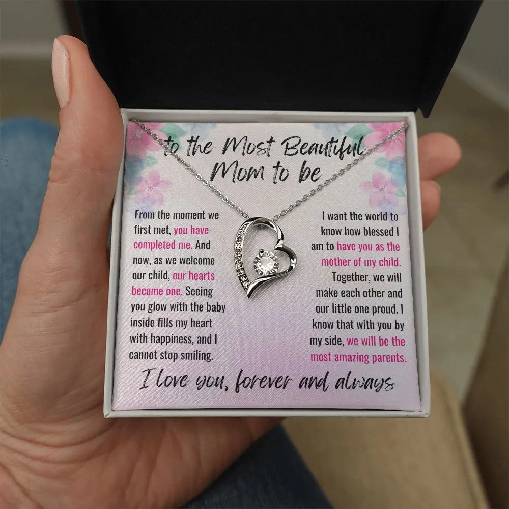 To My Pregnant Wife from Husband or Pregnant Girlfriend from Boyfriend Forever Love Necklace Gift For Future Mom